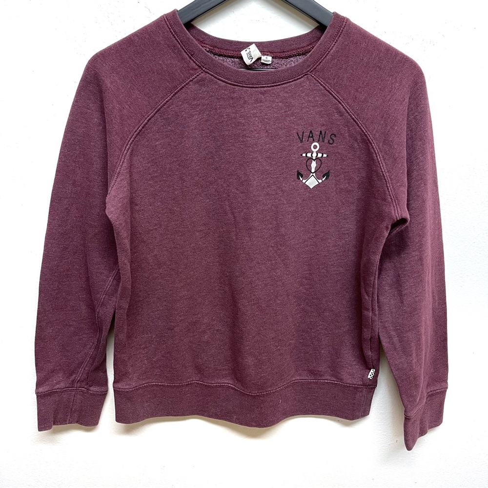 Vans Crewneck Sweatshirt Pullover Small Burgundy Maroon Anchor Skull